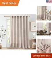 Elegant 100" Extra Wide Linen Tan Curtain - Grommet Top Light Filtering Drapes