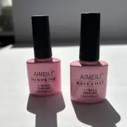 AIMEILI Gel Nail Polish Builder Base and No Wipe Top Set Soak Off UV LED Gel