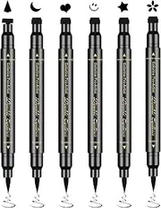 Ownest 6 Pcs Waterproof Smudge-proof Eyeliner Stamp Pen Set - Eyeliner Tattoo Tool with Smiley, Triangle, Heart, Star, Moon, Flower