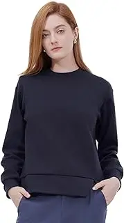 [ASSUAL] Womens Crewneck Sweatshirts, Long Sleeve Pullover Sweatshirts, Womens Casual Loose Fit Slit Tops