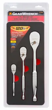 Gearwrench 81206P - Ratchet Set 3 Piece Polished 1/4, 3/8 & 1/2" Drive 120XP