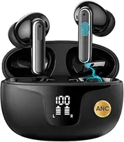Wireless Earbuds Bluetooth 5.3 Headphones with 4 Noise Cancelling Mics, ANC ENC, HiFi Stereo Sound, LED Power Display, 40H Playtime – True Wireless Earphones AU (ANC+ENC, Black)