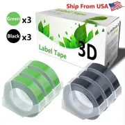 (3Green+3Black) LabelTape Fit For Dymo 20008 Dymo 1595GY Label Makers