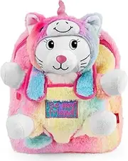 [PERLETTI] Kawaii Unicorn Backpack for Small Girls 3 4 5 6 Years - Removable Plush Cat Plush Toy for Children Nursery - Soft Bag Multicoloured Rainbow