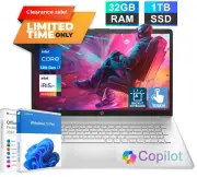 HP 17.3" Touch Laptop Computer 10-Core Intel i7, 32GB RAM & 1TB SSD, Backlit KB