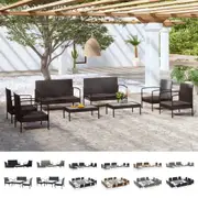 Garden Lounge Set with Cushions Poly Rattan Multi Colours 8/16 Piece vidaXL