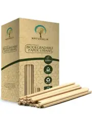1000-Pack Extra Durable Brown Paper Straws Biodegradable- Premium 7.7 NEW