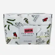 Rae Dunn Christmas Sled Snowman Reindeer Santa Claus Queen Bedsheet Set