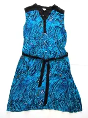 NWT Jaclyn Smith Blue Black 100% Rayon Sleeveless Long Maxi Midi Sun Dress XXL