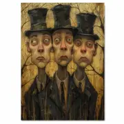 Moody Trio of Men in Top Hats Office Decor Flat Rolled, Framed or Wrapped Canvas