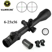 Visionking 6-25X56 Long Range Rifle Scope Picatinny Rings Sunshade Cap Killflash