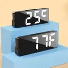 LED Mini Mirror Alarm Clock Electronic Digital Alarm Clock Desk Decorating _sy
