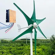 800W-1200W Horizontal Axies Wind Generator 12V 24V 48V Wind Turbine with MPPT Controller and 6 Green Blades, 2.5m/s Low Starting Wind Speed for Home Appliance Windmill Free Energy,1000w,48V