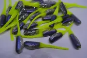 JASONS 2" STINGER SHAD 30 PACK CRAPPIE LURES JIGS PRO BLUE FLASH & CHARTREUSE