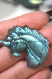 crystal labradorite Unicorn Carved Healing Pendants Reiki -Y4243