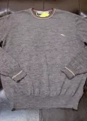 New ETRO Milano Lana Wool Knit Crewneck Logo Pullover Gray Sweater Men's Size M