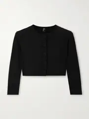[Lisa Marie Fernandez] Lisa Marie Fernandez - Cropped Seersucker Cardigan - Black - 3 3 Black