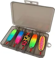 TENOL 5X Fishing Spoons Gear Spinnerbaits Tackle with Hooks Iron Hard Sequins Fishing Lures for Pike, Walleye, Perch, Trout, Bass