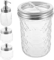 Hoement 1 Set Elegant Bathroom Accessories Transparent Soap Dispenser Toothbrush Holder and Storage Cup Easy to Clean for Stylish Home Decor