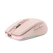 Wireless Computer Mouse, Dual Mode Mouse with RGB LED Lights-Pink