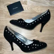 Dolce & Gabbana Chamois Suede Studs & Spike Embellishments & Toe Bow Women’s 7.5