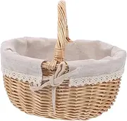 BESPORTBLE Decorative Willow Woven Basket Portable Multi Purpose Fruit Storage Container for Weddings Parties and Home Organization Rustic Design for Snacks Flowers and Sundries