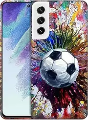 [GlamCase] for Samsung Galaxy S21 FE 5G, Samsung Galaxy S21 FE 5G Case - Vintage Color Soccer Printed Slim & Sleek Cute Plastic Protective Designer Back Phone Case/Cover for Galaxy S21 FE 5G