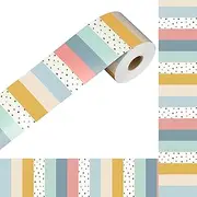 69 Ft Boho Classroom Bulletin Board Border Dot Stripes Straight Border Trim Roll Colorful Boho Bulletin Board Decorations Dots Stripe Classroom Borders for Chalkboard Office Back to School Wall Decor