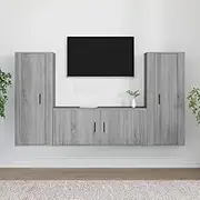 3 Piece TV Cabinet Set Grey Sonoma Engineered Wood, TV Stands for Living Room, Media Storage Shelf, Entertainment Center & Modern Furniture