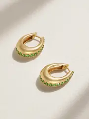 [Ananya] Ananya - Chakra Icon 18-karat Gold Tsavorite Hoop Earrings - Green - One size One size Green