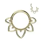 Piercing Ring Segment Titanium Golden Hearts Beaded ( Ear, Daith , Septum)