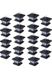 Solar Post Cap Lights Warm White/Red/Green/Blue 4 Lighting Mode, Top Cone Lumino