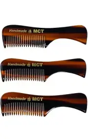3PC Mini Handmade Saw Cut Pocket Travel Combs Cellulose Acetate Mustache Eyebrow