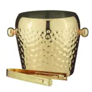 Spencer Gold Hammered Stainless Steel 13cm Ice Cooler Bucket w/ Tongs Container