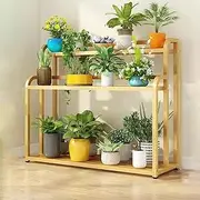 TT-YED Movable Plant Stand with Spinner Wheels, Heavy Duty Metal Flower Pot Stand, Flower Display Stand, Multi-Layer Modern Design Plant Stand, Corner Tiered Plant Stand,Gold 100cm