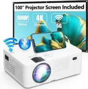 5G WiFi Bluetooth Projector HD Native 1080P Projector 13000L 120' screen include