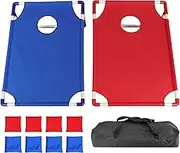 Cornhole Toss Game, Portable Bean Bag Set, Outdoor Lawn Toy, Foldable ABS Board, 8 Bean Bags Included, for Kids Adults Travel Camping Park Backyard, 22.83 x 20.08 x 4.45 inches