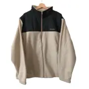 Columbia Mount Grant Tech Full Zip Cream Dark Gray Fleece Jacket NEW Men’s S