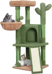 Cactus Cat Tree, 42In Cat Tower for Indoor Cats, Multi Level Cat Condo Scratchin