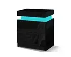 ALFORDSON RGB LED Bedside Table Nightstand 2 Drawers High Gloss in Black, White