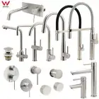 KYLINS Brushed Nickel Round Kitchen Laundry Basin Faucet Mixer Pull Out Sink Tap