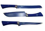 New In Box Diamond Sharp 8 inch (3) Chef Knife Set Of 3 Serrated Sourdough Bread