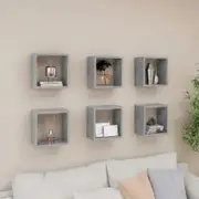 Wall Cube Shelves 6 pcs Concrete Grey 26x15x26 cm