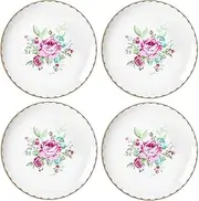Bicuzat Vintage Floral Flowers Pattern Ceramic Salad Plates, Pasta Plates, Fruit Plates, Appetizer Plates, Dessert Dishes,Dinner Plates, Holiday Plates, Set of 4-A