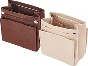 WADORN 2 Colors Purse Felt Insert Organizer, Small Handbag Felt Organizers Tote Bags Divider Pocket Inside Bag in Bag Organizer Pochette Accessories for Mini Purse Clutch Travel Bag, 6.7x7.1x1.5 inch
