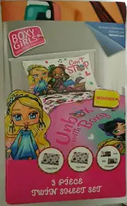 NEW: Boxy Girls ~ 3-Piece Sheet Set Twin : Flat, Fitted & Pillow Case