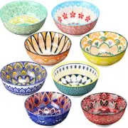 8 Pcs Pasta Ceramic Bowls Serving Salad Soup Colorful Set 10 Oz 4.75'' Porcelain