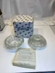 Princess House Highlights 24%Lead Crystal 3 Way Candle Holders #845 Set Of 2,NIB