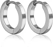 [TGNEL] Mens Earrings Hoop Titanium Earrings Hypoallergenic for Sensitive Ears, Polished Lightweight Plain/Cubic Zirconia Hoop Earrings for Women