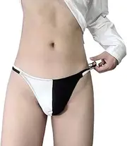 [WOWSKY] Men's Cotton Thong G-String with Double Waistband - Bulge Pouch Sexy and Seamless 1 Pack